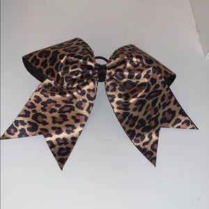 Leopard cheer hair tie bow